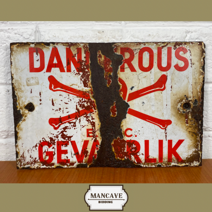 Vintage Enamel Danger Sign