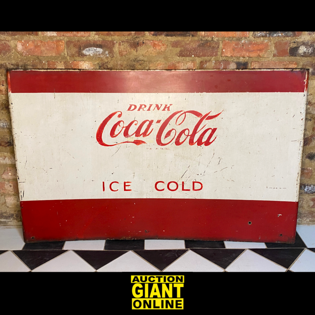 Large Vintage Metal Coca Cola Sign Auctiongiant