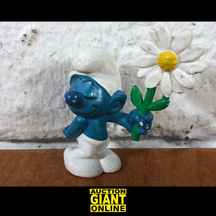 Vintage Smurf with Daisy Figurine