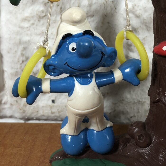 Vintage Gymnast Smurf with Tree Figurine (Made in West Germany) - Image 4