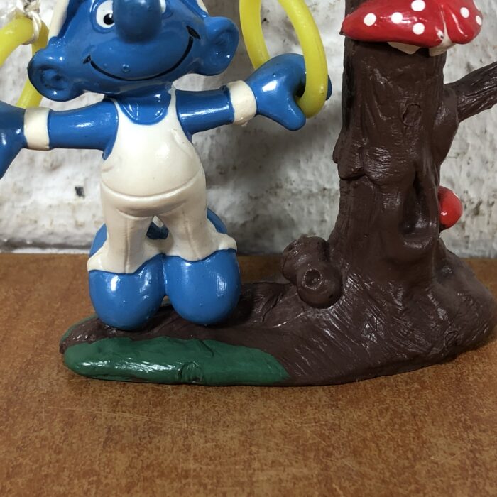 Vintage Gymnast Smurf with Tree Figurine (Made in West Germany) - Image 6