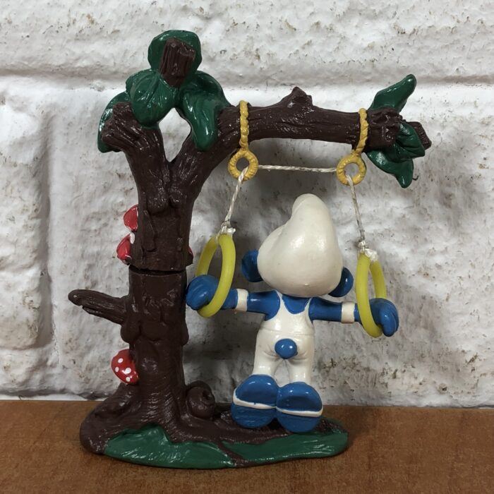 Vintage Gymnast Smurf with Tree Figurine (Made in West Germany) - Image 7