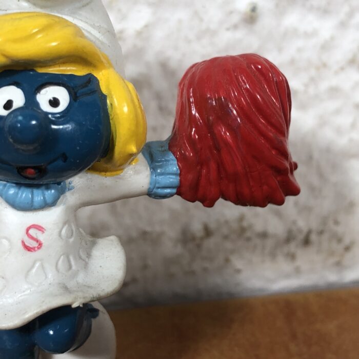 Vintage Cheerleading Smurfette Figurine (Made in Hong Kong) - Image 4