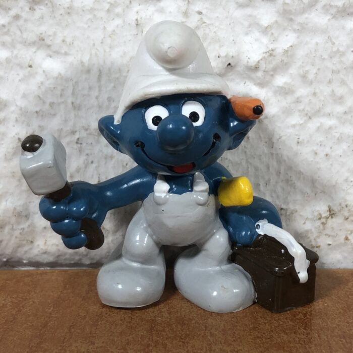 Vintage Handy Smurf Figurine (Made in Hong Kong)