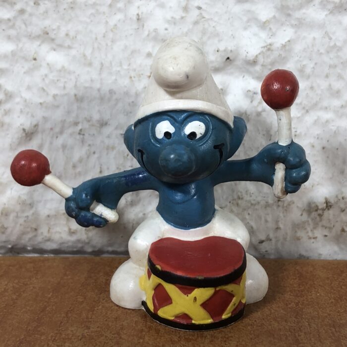 Vintage Drummer Smurf Figurine (Made in West Germany)