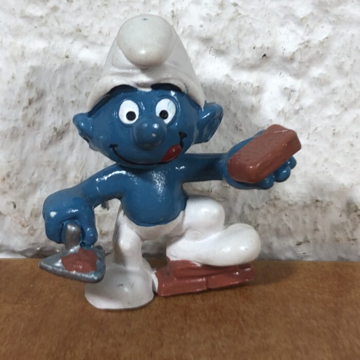 Vintage Builder Smurf Figurine (Made in Hong Kong)