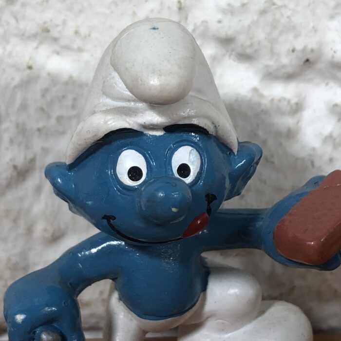 Vintage Builder Smurf Figurine (Made in Hong Kong) - Image 2