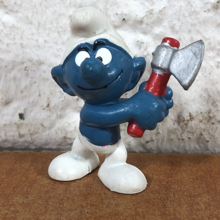 Vintage Lumberjack Smurf Figurine (Made in West Germany)