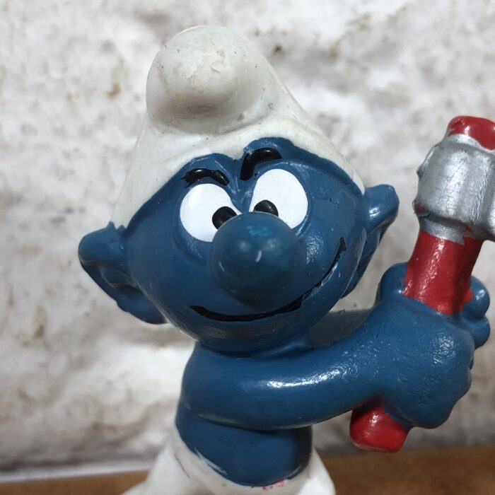 Vintage Lumberjack Smurf Figurine (Made in West Germany) - Image 2