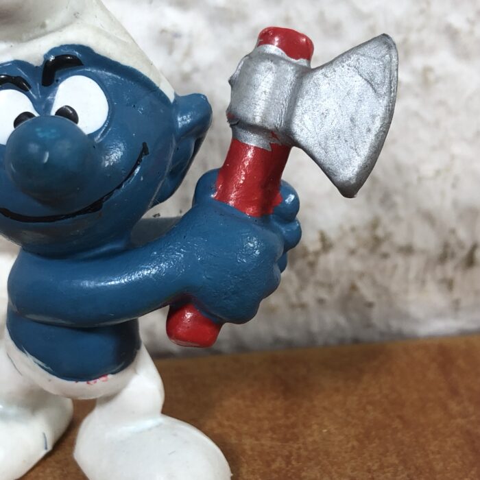 Vintage Lumberjack Smurf Figurine (Made in West Germany) - Image 3