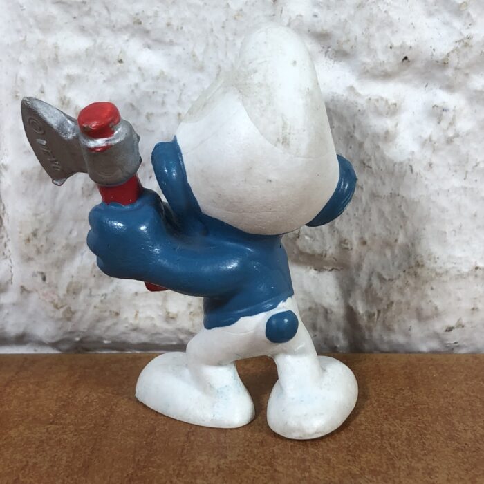 Vintage Lumberjack Smurf Figurine (Made in West Germany) - Image 5