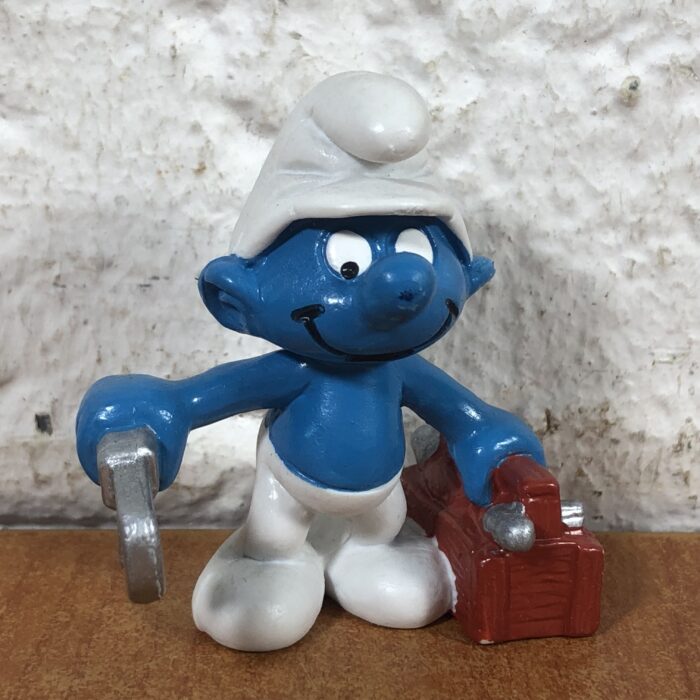 Vintage Plumber Smurf Figurine (Made in West Portugal)