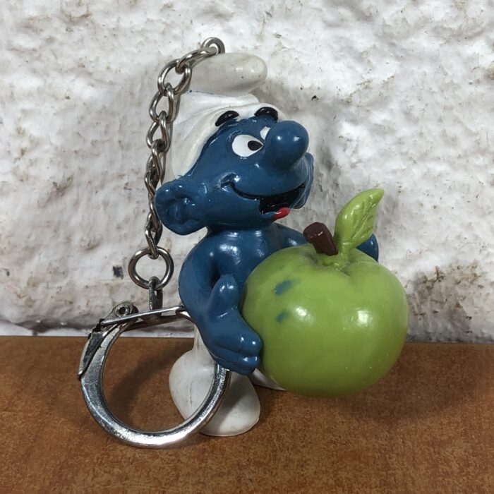 Vintage Green Apple Smurf Keychain (Made in Hong Kong)