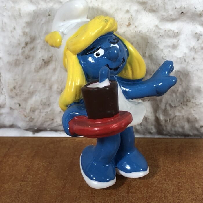 Vintage Waitress Smurfette Figurine (Made in Germany)