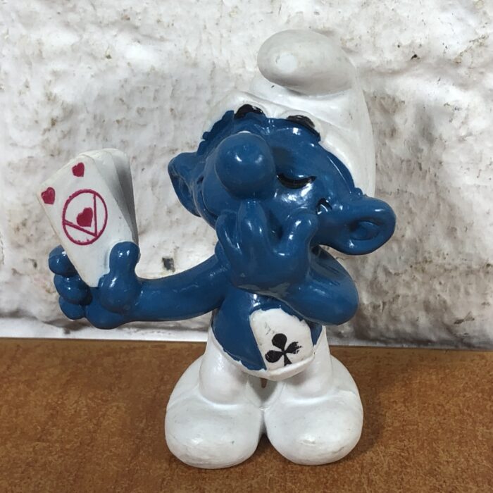 Vintage Poker Smurf Figurine (Made in Hong Kong)