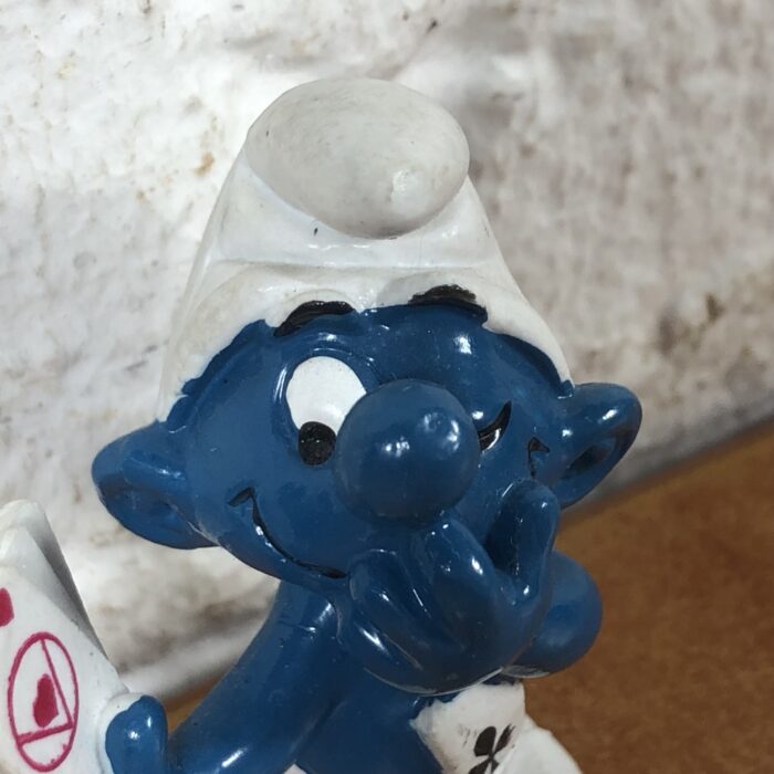 Vintage Poker Smurf Figurine (Made in Hong Kong) - Image 2