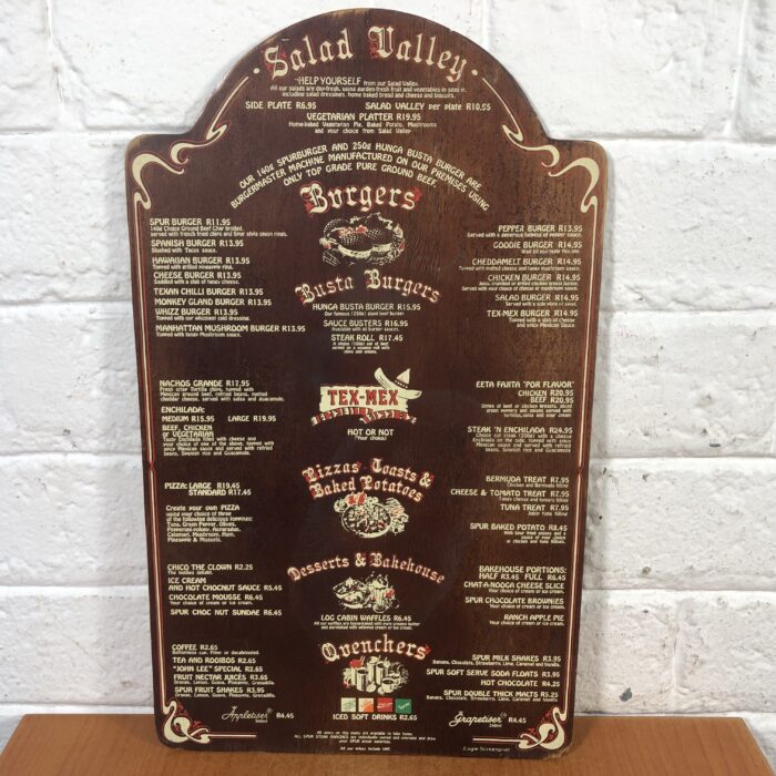 Vintage Spur Menu - Image 5