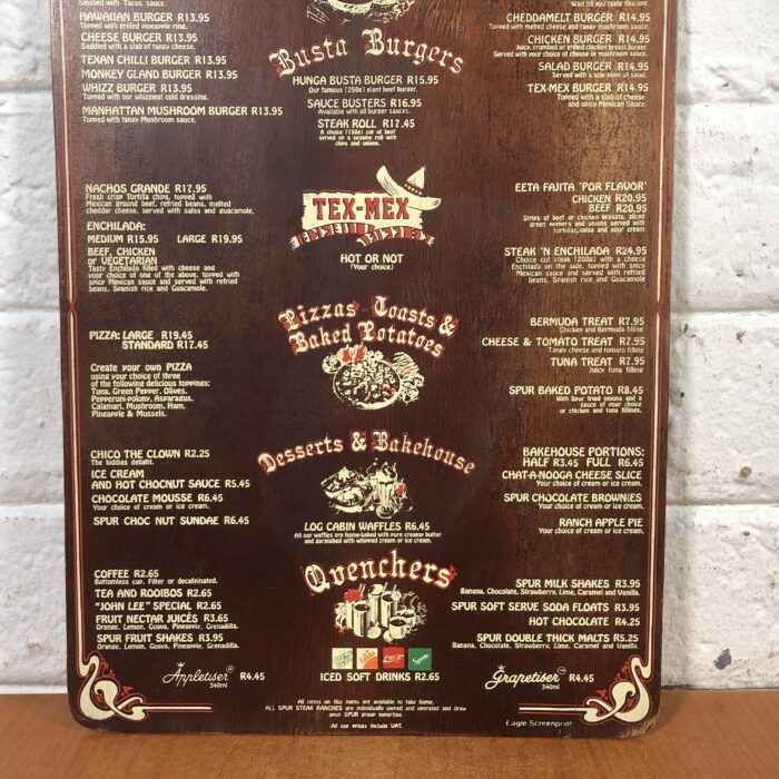 Vintage Spur Menu - Image 7