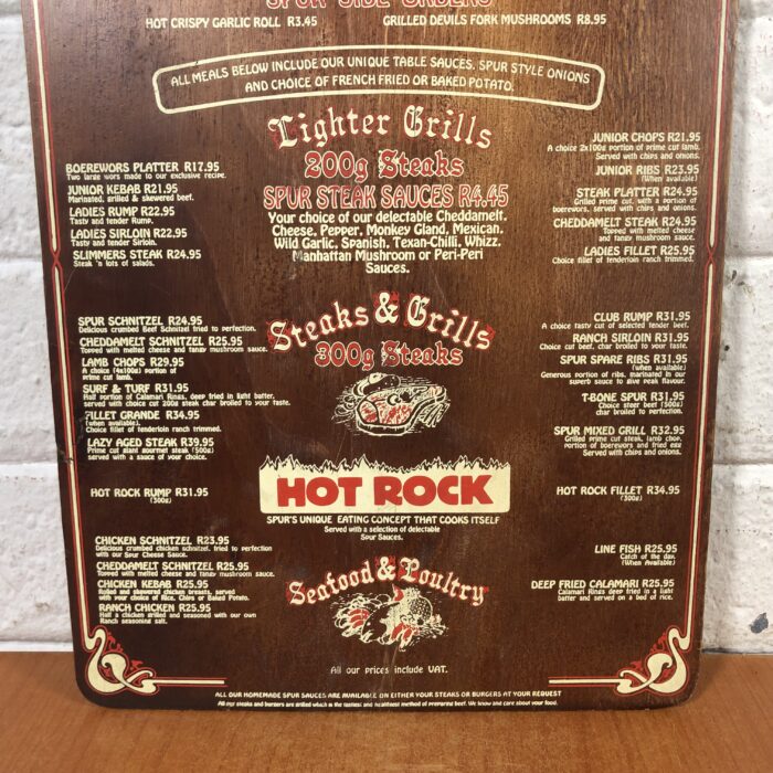 Vintage Spur Menu - Image 4