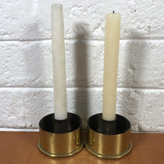 Vintage Trench Art Brass Shell Case Candle Holders