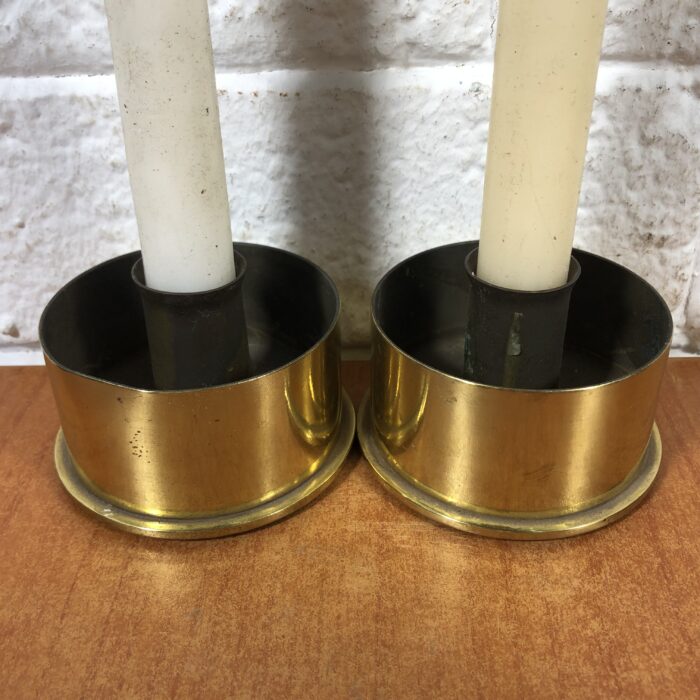 Vintage Trench Art Brass Shell Case Candle Holders - Image 2