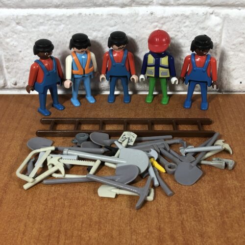 Lot 10: Vintage Construction Workers Playmobil Figurines & Accessories