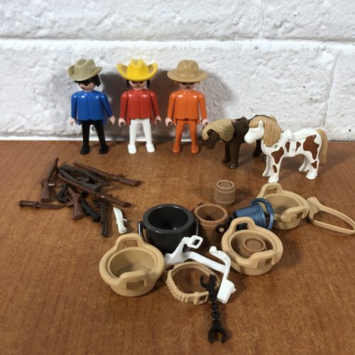 Lot 12: Vintage Cowboy Playmobil Figurines & Accessories