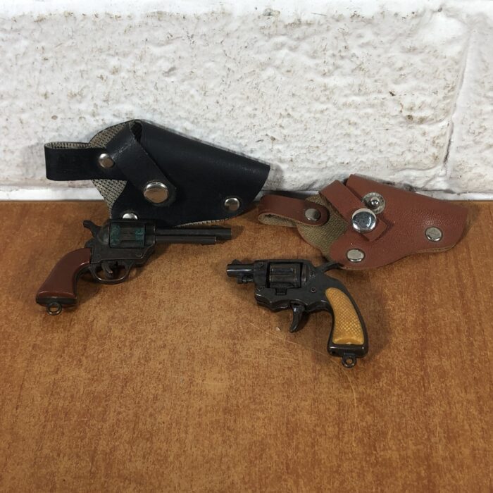 Miniature Vintage Toy Cap Guns in Holsters (Made in Hong Kong)