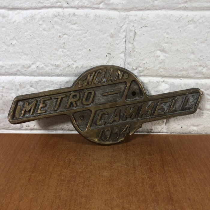 Vintage Solid Brass Metro Cammell England 1954 Plaque