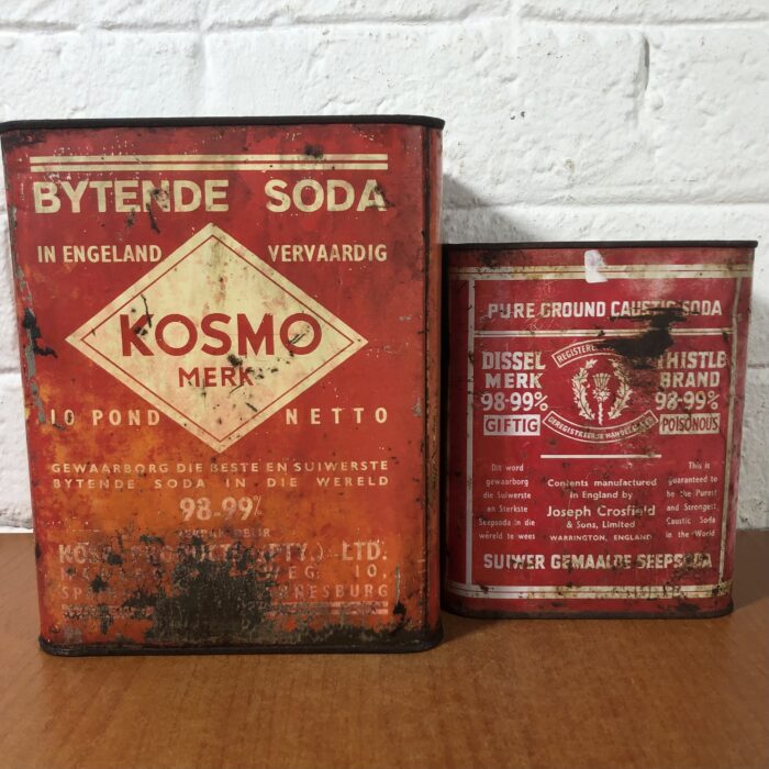 Vintage Caustic Soda Tins