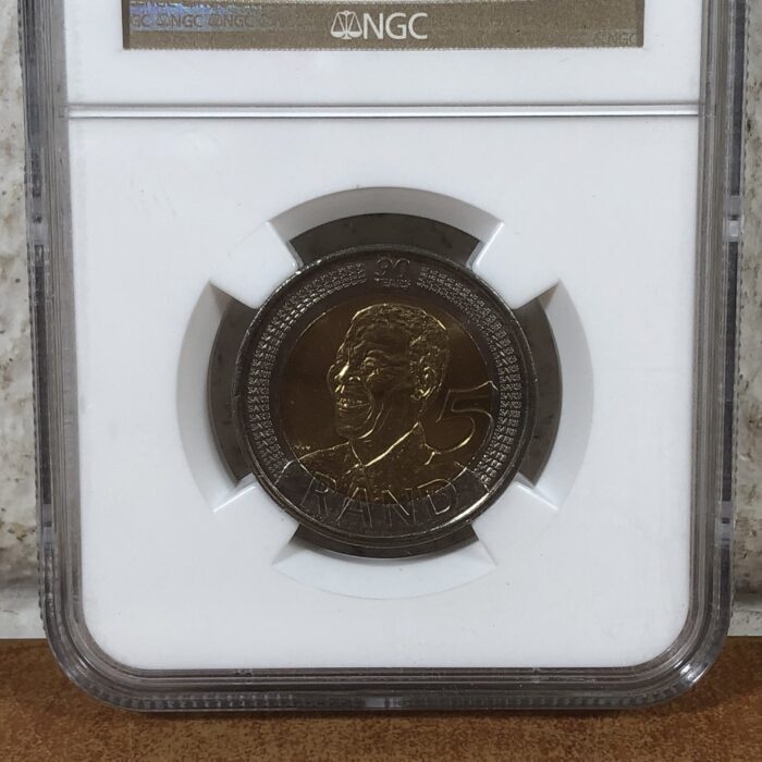2008 Nelson Mandela 90th Birthday 5 Rand Coin (Graded MS67 by NGC) - Image 3