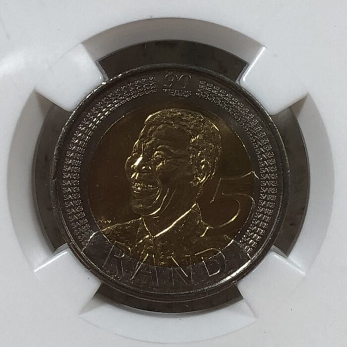 2008 Nelson Mandela 90th Birthday 5 Rand Coin (Graded MS67 by NGC) - Image 4
