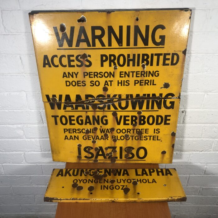 Large Vintage Enamel Warning Sign