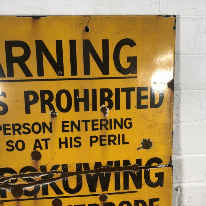 Large Vintage Enamel Warning Sign - Image 4