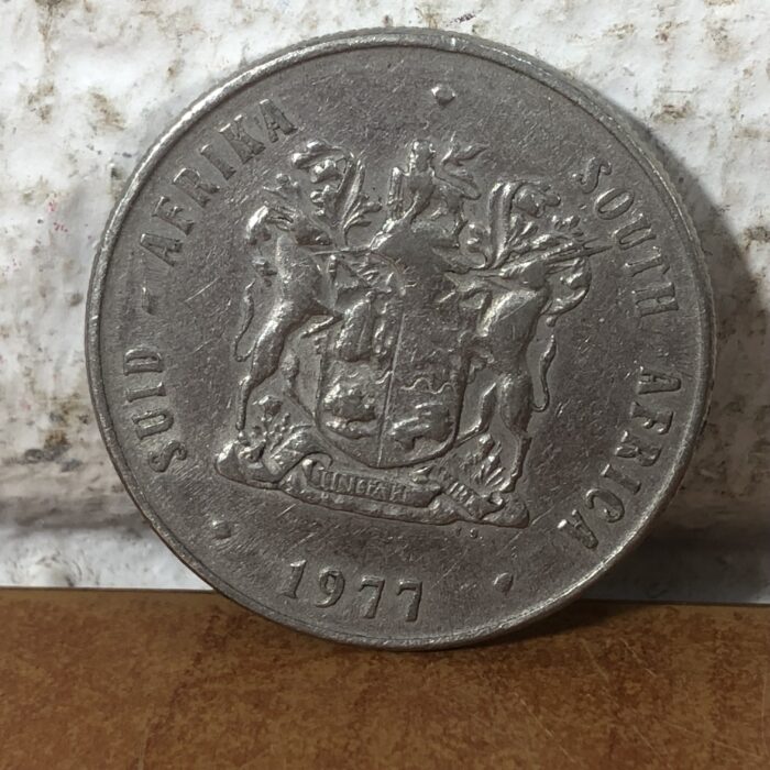 Vintage Standard Bank Bag & 1977 South African R1 Coins - Image 6