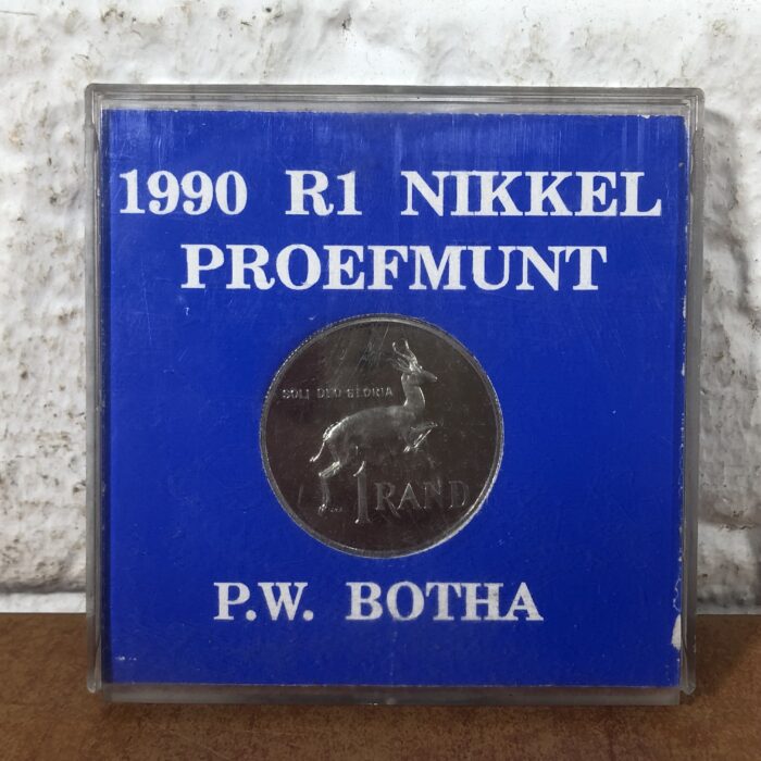 Set of 3 1990 South African 'PW Botha' R1 Nickel Proof Coins - Image 2