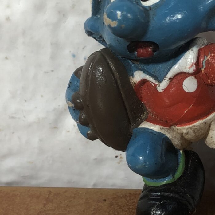 Vintage Peyo Rugby Smurf Figurine - Image 3