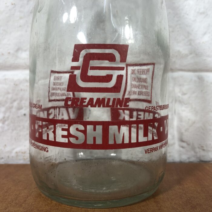 Vintage Glass Milk Bottles in Holder - Image 5