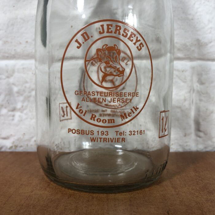 Vintage Glass Milk Bottles in Holder - Image 7