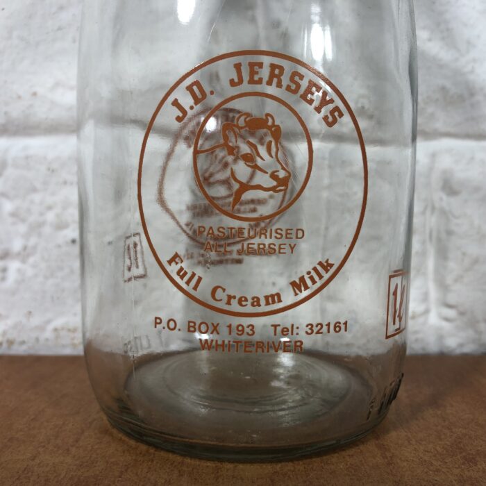 Vintage Glass Milk Bottles in Holder - Image 8