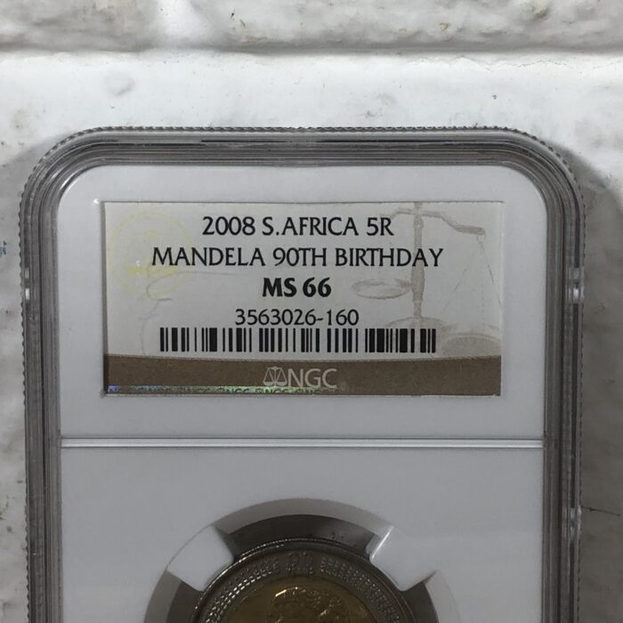 2008 Nelson Mandela 90th Birthday 5 Rand Coin (Graded MS66 by NGC) - Image 2