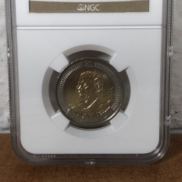 2008 Nelson Mandela 90th Birthday 5 Rand Coin (Graded MS66 by NGC) - Image 3