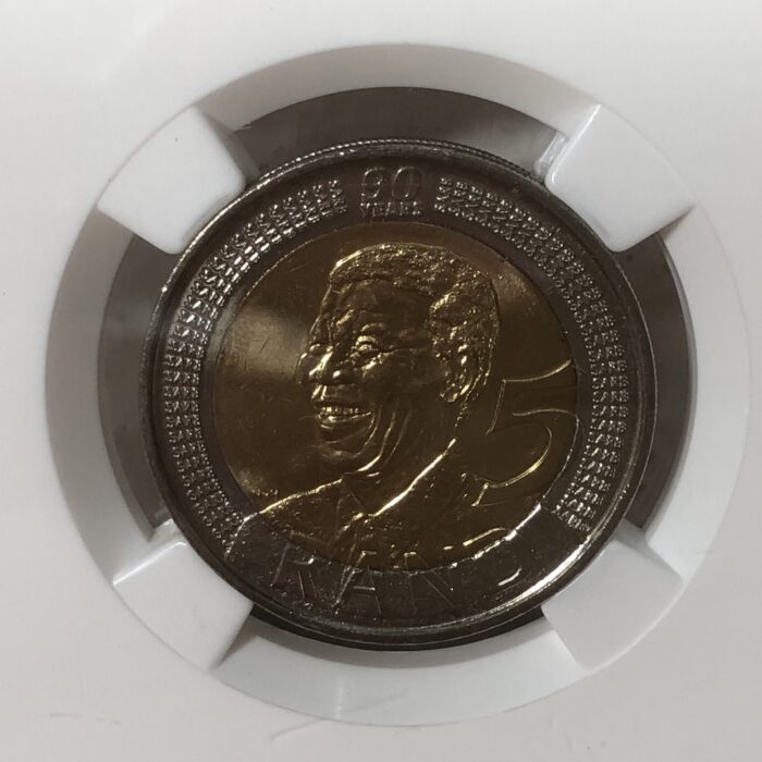 2008 Nelson Mandela 90th Birthday 5 Rand Coin (Graded MS66 by NGC) - Image 4
