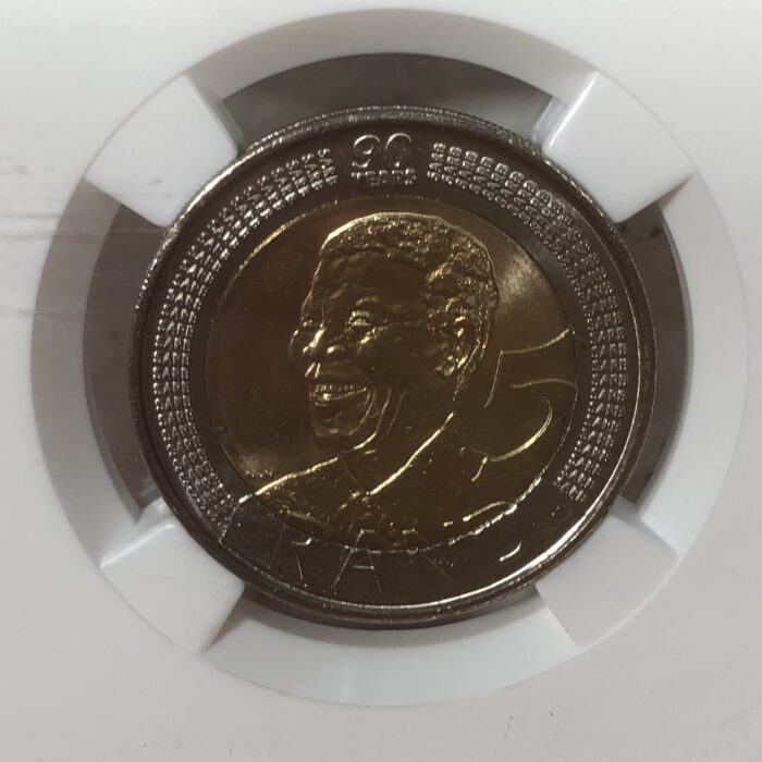 2008 Nelson Mandela 90th Birthday 5 Rand Coin (Graded MS67 by NGC) - Image 4