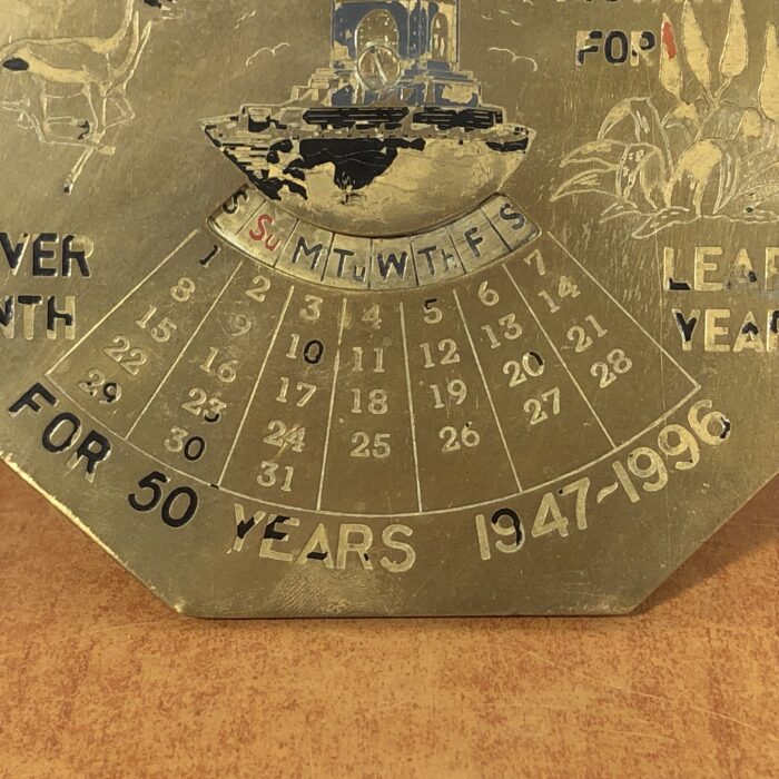 Vintage Brass Perpetual Calender (1947-1996) - Image 6