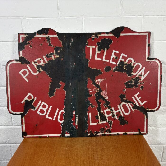 Vintage Public Telephone Enamel Sign - Image 5