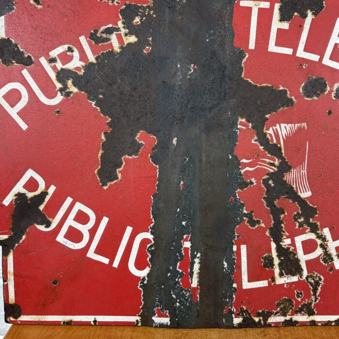 Vintage Public Telephone Enamel Sign - Image 7