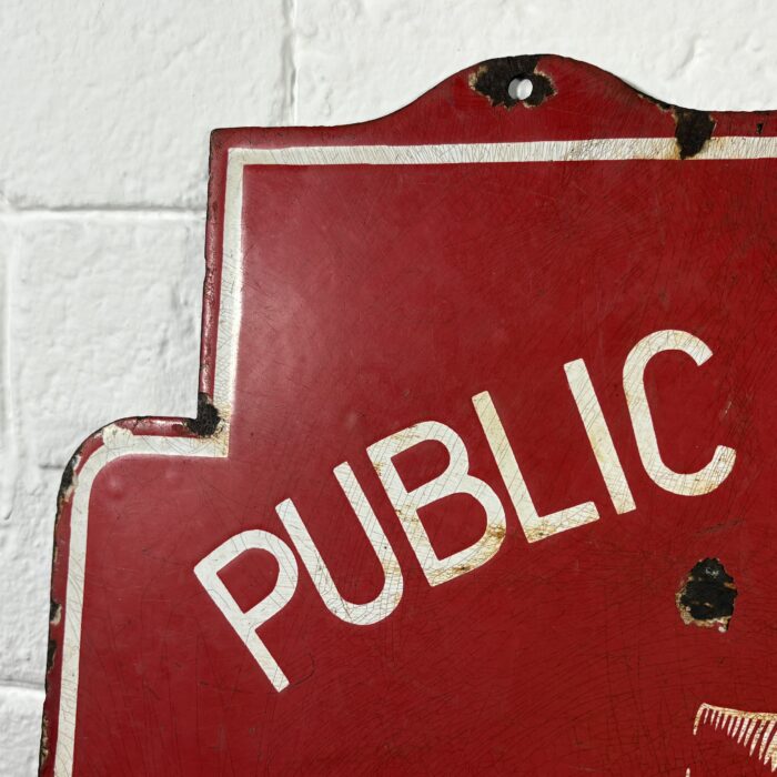 Vintage Public Telephone Enamel Sign - Image 2