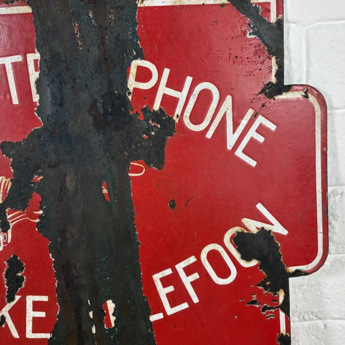 Vintage Public Telephone Enamel Sign - Image 4