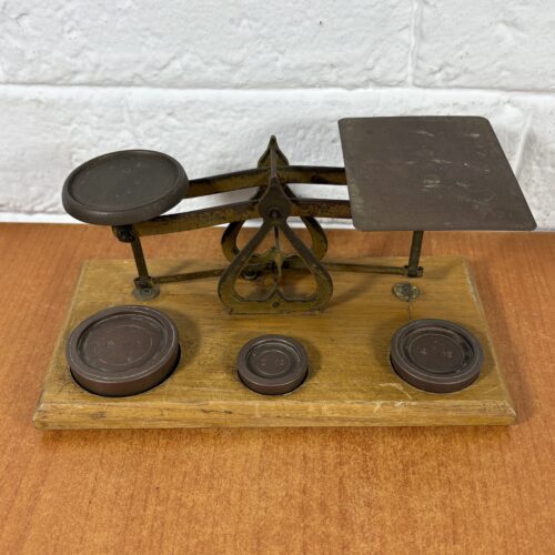 Vintage Brass Postal Scale with Weights
